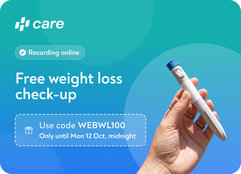 Recording online – Free weight loss check-up – Use code WEBWL100, only until Mon 12 Oct, midnight
