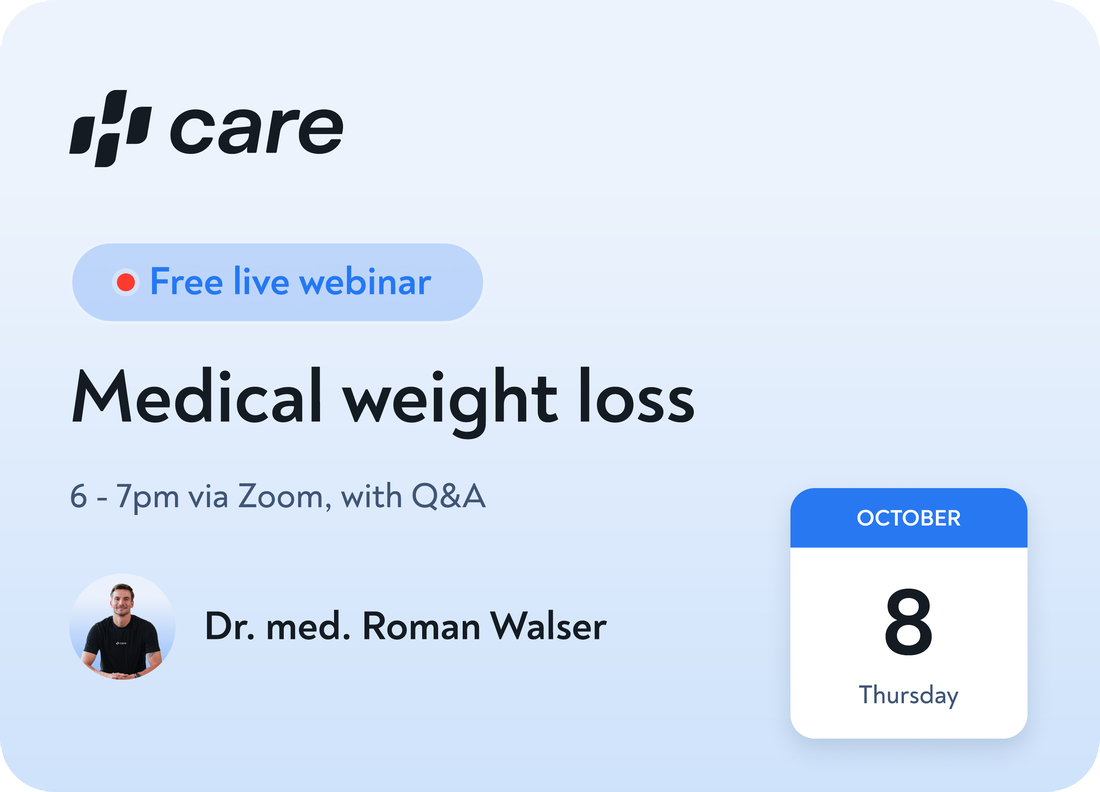 Free live webinar: Medical weight loss with Dr. med. Roman Walser – Thursday, 8 October, 6 - 7pm via Zoom, with Q&A